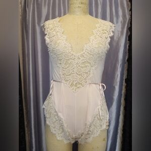 Lace trimmed pale pink teddy